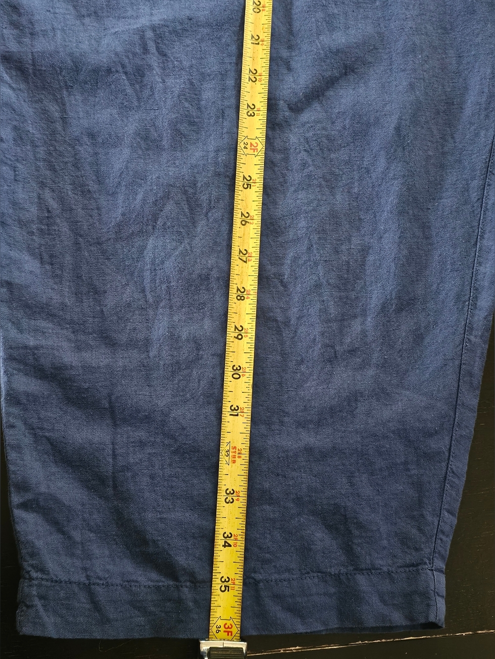 ZARA Navy Capri Pants Linen Cotton Blend Size L Oversized Drawstring Waist NWT - Picture 12 of 13